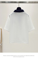 Siloy Real Shot 2025 University Style Color Matching Polo Collar Short Sleeve Tie Simple T-shirt Slimming Pullover Top in White and Navy Blue