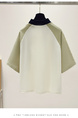 Real Shot Embroidered Polo Collar Short Sleeve T-shirt Women's 2025 New American College Style Color Contrast Patchwork Raglan Sleeve Top in Cream, Olive Green, and Navy Blue