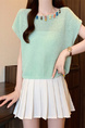 Real Shot Wholesale Price 2025 Summer New Casual Versatile Three-Dimensional Small Ball Decorated Bat Loose Short Top in Mint Green