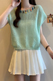 Real Shot Wholesale Price 2025 Summer New Casual Versatile Three-Dimensional Small Ball Decorated Bat Loose Short Top in Mint Green