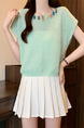 Real Shot Wholesale Price 2025 Summer New Casual Versatile Three-Dimensional Small Ball Decorated Bat Loose Short Top in Mint Green