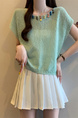 Real Shot Wholesale Price 2025 Summer New Casual Versatile Three-Dimensional Small Ball Decorated Bat Loose Short Top in Mint Green