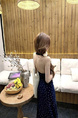 High Quality and Quality! Sling Dress Female Summer New Floral French Halter Cinched Slimming Long Dress in Navy Blue Temperament Dress