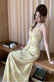 Real Shot 2025 Spring and Summer New Midsummer Garden Cream Yellow French Ruffled Rotating Fairy Dress Female Dress in Cream Yellow