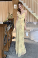 Real Shot 2025 Spring and Summer New Midsummer Garden Cream Yellow French Ruffled Rotating Fairy Dress Female Dress in Cream Yellow