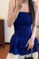 High Quality and Quality! Summer New Retro French Elegant Graceful Pure Desire Hot Girl Stitching High Waist Bubble Dress in Navy Blue and Cream White