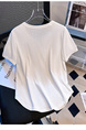 Siloy Real Shot 2025 Summer New ICE Cotton Fashion Small V-neck Short Sleeve Top Versatile Simple Blouse in White