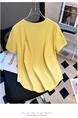 Siloy Real Shot 2025 Summer New ICE Cotton Fashion Small V-neck Short Sleeve Top Versatile Simple Blouse in Lemon Yellow