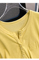 Siloy Real Shot 2025 Summer New ICE Cotton Fashion Small V-neck Short Sleeve Top Versatile Simple Blouse in Lemon Yellow