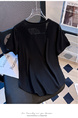 Siloy Real Shot 2025 Summer New ICE Cotton Fashion Small V-neck Short Sleeve Top Versatile Simple Blouse in Black