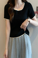 Real Shot Wholesale Price 2025 Summer New Design Niche Contrast Color Round Neck Casual Versatile Short-Sleeved Tops for Women in Black with White Trim