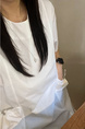 Korean Chic Niche Round Neck Loose Big Pocket Dress in White