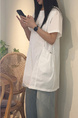 Korean Chic Niche Round Neck Loose Big Pocket Dress in White