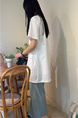 Korean Chic Niche Round Neck Loose Big Pocket Dress in White