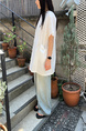 Korean Chic Niche Round Neck Loose Big Pocket Dress in White