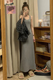 Gray Vest Dress Women's Summer 2025 New Korean Style Retro Design Long Skirt Temperament Waist-Controlled Skirt