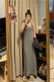 Gray Vest Dress Women's Summer 2025 New Korean Style Retro Design Long Skirt Temperament Waist-Controlled Skirt