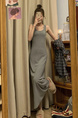 Gray Vest Dress Women's Summer 2025 New Korean Style Retro Design Long Skirt Temperament Waist-Controlled Skirt