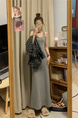 Gray Vest Dress Women's Summer 2025 New Korean Style Retro Design Long Skirt Temperament Waist-Controlled Skirt