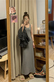 Gray Vest Dress Women's Summer 2025 New Korean Style Retro Design Long Skirt Temperament Waist-Controlled Skirt