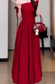 Red High Quality and Quality! French Style Bardot Dress Women's Summer Unique and Beautiful Puffy Bud Long Dress