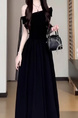 Black High Quality and Quality! French Style Bardot Dress Women's Summer Unique and Beautiful Puffy Bud Long Dress