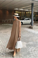Beige South Korea Dongdaemun Solid Color Big Swing Versatile Mesh Cotton and Linen Sleeveless Slit Dress Vest Dress with Pockets and Belt