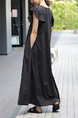 Black New Style Sleeveless Long Loose Slim Dress Simple Temperament Solid Color Long Skirt with Pockets on Both Sides