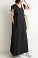 Black New Style Sleeveless Long Loose Slim Dress Simple Temperament Solid Color Long Skirt with Pockets on Both Sides