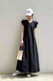 Black New Style Sleeveless Long Loose Slim Dress Simple Temperament Solid Color Long Skirt with Pockets on Both Sides