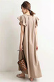 Beige New Style Sleeveless Long Loose Slim Dress Simple Temperament Solid Color Long Skirt with Pockets on Both Sides