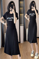 Black Real Shot Lace-Up Dress Pony Letter Waist Slimming Mid-Length T-Shirt Dress Women Summer
