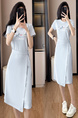 Light Blue Real Shot Lace-Up Dress Pony Letter Waist Slimming Mid-Length T-Shirt Dress Women Summer