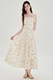 Cream Pink Suspender Dress for Girls in Summer, Fairy-Like, Forest-Style, Sleeveless Long Dress for Beach Vacation, Petite