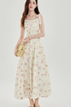 Cream Pink Suspender Dress for Girls in Summer, Fairy-Like, Forest-Style, Sleeveless Long Dress for Beach Vacation, Petite