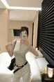 Real Shot Summer Korean-Style Slim-Fit Raglan Button Pleated Design Slimming Short-Sleeved Women's Solid Color Top T-shirt in Light Gray