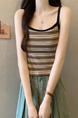 Real Shot Wholesale Price 2025 Summer New Sweet and Spicy Casual Contrast Color Striped Camisole Versatile Knitted Top in Beige and Black