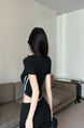 Real Shot Cost-Effective Slim Fit Slimming Hot Girl Zipper Cardigan Outerwear T-shirt Top for Women in Black