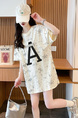 Real Shot of Douyin Quality/Pure Cotton/Back Collar/Loose Mid-Length Tie-Dye Fashion Top for Women in Cream
