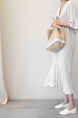 Korean Women's New Loose Large Size Mid-Sleeve V-Neck Cotton and Linen Dress Summer Literary Long Linen Shirt Skirt in Beige