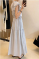 High-grade temperament puff sleeve dress female 2025 summer new Korean style fashion high waist small size A-line skirt in Light Blue