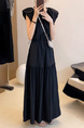 High-grade temperament puff sleeve dress female 2025 summer new Korean style fashion high waist small size A-line skirt in Black