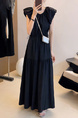 High-grade temperament puff sleeve dress female 2025 summer new Korean style fashion high waist small size A-line skirt in Black