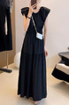 High-grade temperament puff sleeve dress female 2025 summer new Korean style fashion high waist small size A-line skirt in Black