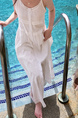 6979 Korean Version of Pure Color Design Layered Lace Skirt Salty Artistic Blouse Suspender Skirt - White
