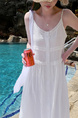 6979 Korean Version of Pure Color Design Layered Lace Skirt Salty Artistic Blouse Suspender Skirt - White