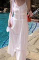 6979 Korean Version of Pure Color Design Layered Lace Skirt Salty Artistic Blouse Suspender Skirt - White