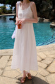 6979 Korean Version of Pure Color Design Layered Lace Skirt Salty Artistic Blouse Suspender Skirt - White