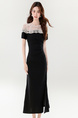 Real Shot 2025 Summer New Socialite Elegant Lace Embroidery Waist Slimming Long Split Sheath Dress - BLACK