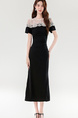 Real Shot 2025 Summer New Socialite Elegant Lace Embroidery Waist Slimming Long Split Sheath Dress - BLACK